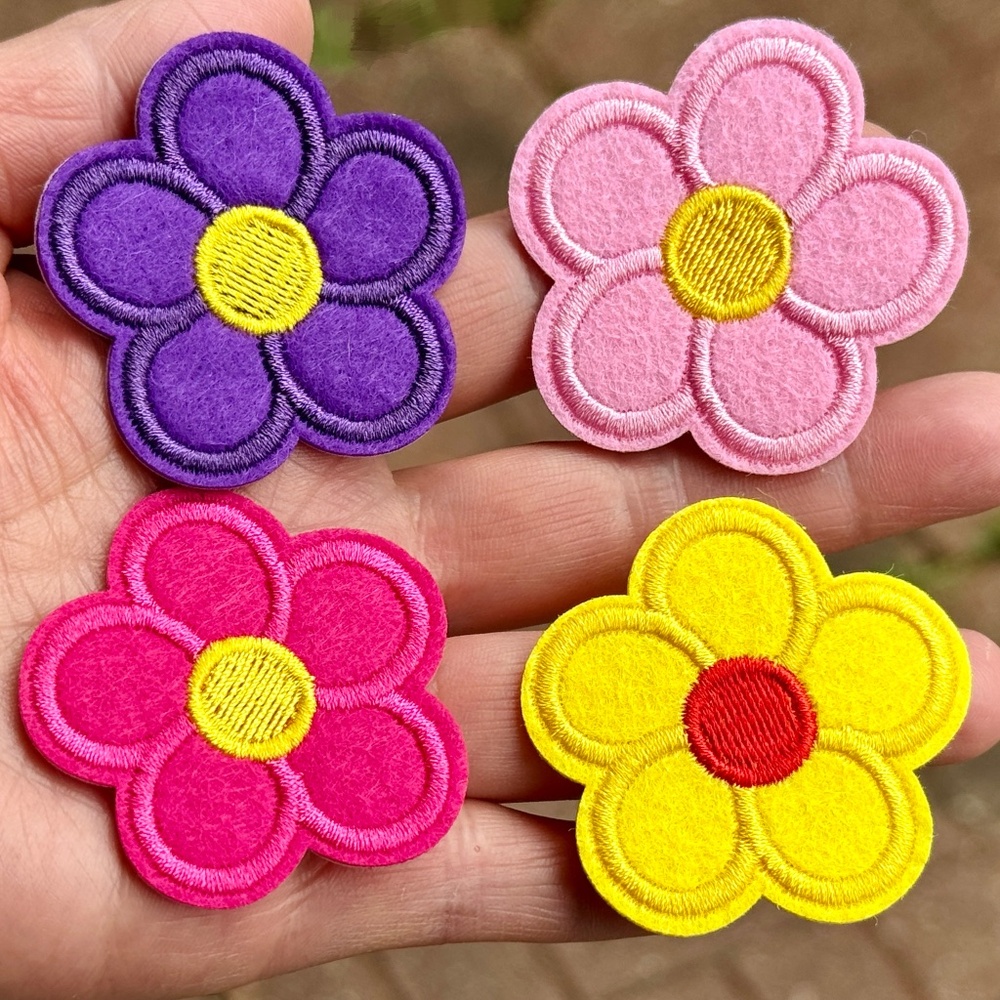 Pack of 4 Flower Iron on Patches Flower Patches